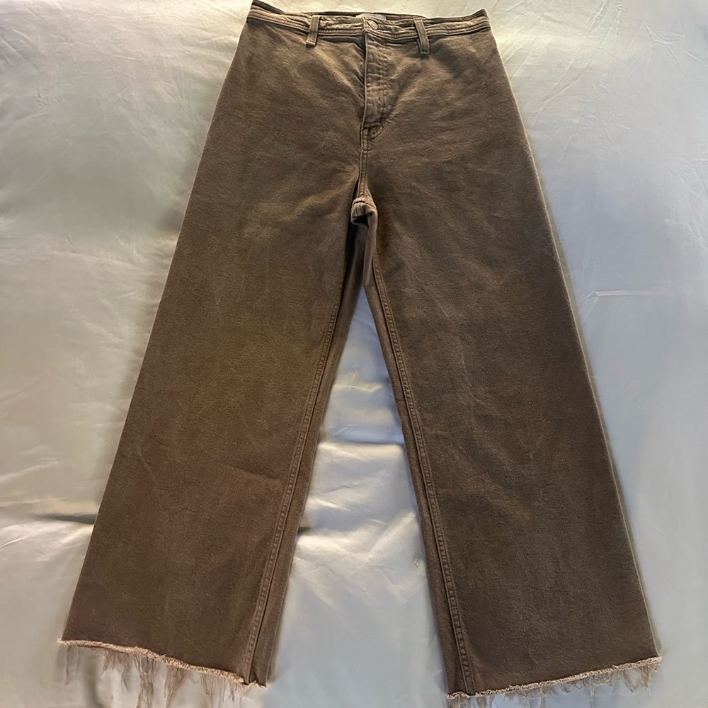 NEW PISTOLA penny high rise wide leg crop jeans in cashew